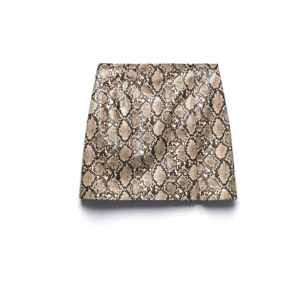 Animal Embossed Faux Leather Skirt Zara